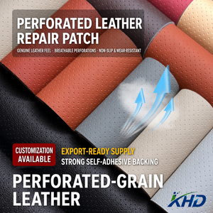 Tissu de réparation en <span class=keywords><strong>cuir</strong></span> synthétique PVC perforé avec support <span class=keywords><strong>auto</strong></span>-adhésif 3M haute viscosité pour canapé, siège de voiture et intérieur automobile - Product Image 1