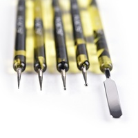 Pinceau professionnel 2-en-1 de luxe en poils de Kolinsky avec manche en acrylique, double embout, pour nail art et outil de peinture à points