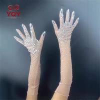 Nouveaux Gants en Maille à Strass Brillants et Sexy pour Soirée Annuelle, Banquet d'Anniversaire, Style Luxe Léger, à Porter autour du Cou