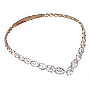 Conjunto de Collar de Diamantes de Oro Sólido de 14K, Corte Brillante, Lujoso, Unisex, para Boda, Compromiso, Aniversario, Regalo, Joyería con Certificado IGI - Product Image 1