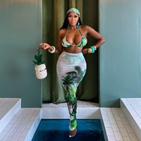 Expédition Rapide CY901773 Maillot de Bain d'Été Imprimé en Maille Sexy pour Femme Ensemble Trois Pièces 2025