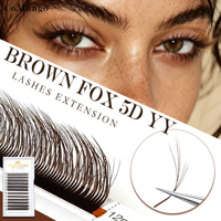 Extensions de cils en gros en vrac, mélange 5D YY effet renard brun, courbure C D 8-13, extensions de cils individuels multicouches et volumineuses, fournitures pour cils effet renard