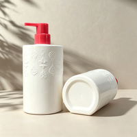 Nouvelle conception de flacon pompe pour lotion, 600 ml, flacon en plastique PET gaufré pour shampoing, gel douche, savon pour les mains, emballage personnalisé