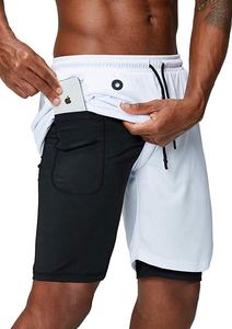 2 in 1 Gym wear <span class=keywords><strong>pantaloncini</strong></span> Cross fit Mens Gym Workout short Sports <span class=keywords><strong>pantaloncini</strong></span> da corsa <span class=keywords><strong>con</strong></span> tasca interna per telefono <span class=keywords><strong>pantaloncini</strong></span> da palestra a compressione - Product Image 4