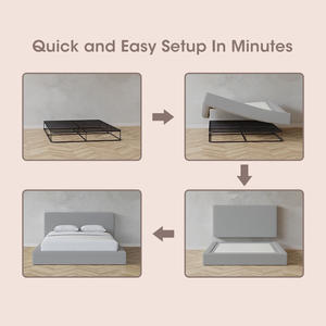 Комплект мягкой мебели: каркас кровати и настенный изголовье с обивкой из сжимаемого высокоплотного пенополиуретана, моющийся чехол, производство OEM/ODM - Product Image 2