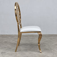 Chaise en acier inoxydable doré avec dossier rond et pieds courbés pour mariage, banquet, hôtel (vente en gros)