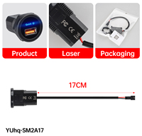 Prise de chargeur USB pour voiture 12V 24V, port de charge rapide USB unique avec LED bleue, prise de courant étanche à encastrer pour BUS, bateau, VTT, camping-car