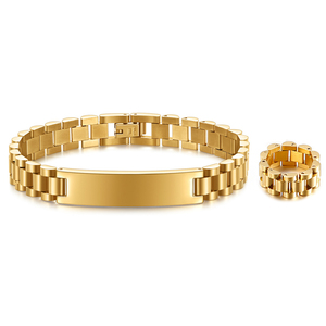 2024 Customize <strong>Watch</strong> Chain Bracelet Ring Set Titanium Steel Design Hip Hop Jewelry Stainless Steel Men's Luxury Jewelry Bracelet