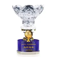 new customized crystal trophy blank flower trophy big golf crystal trophy