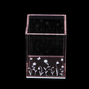 Personalizzabile Ufficio Scrivania <span class=keywords><strong>Rosa</strong></span> Con Fiori Acrilico Trasparente Supporto Della Penna - Product Image 3