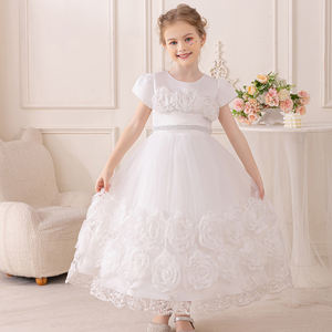 女の子夏刺繍弓エレガントなネットガーゼふくらんでいる結婚式のステージコスチュームウエディングドレス女の子服甘い - Product Image 5