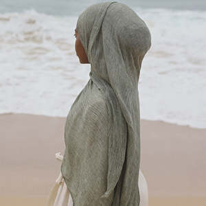 2025 новый премиум текстурированный модальный хиджаб искусственная морщинистая шаль QC мусульманский женский шарф из бамбукового хлопка - Product Image 3