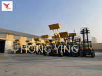 Mini Loader Backhoe Efisiensi Tinggi Wheel Loader dengan Bucket 0.6 m Tenaga 56KW Kemampuan Manuver yang Baik