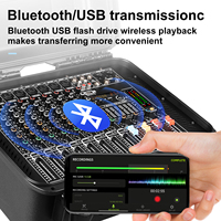 YAIKA GT10M 550W*2 Mixeur audio numérique professionnel 8 canaux avec amplificateur intégré, console de performance scénique, noir, 20-20KHz