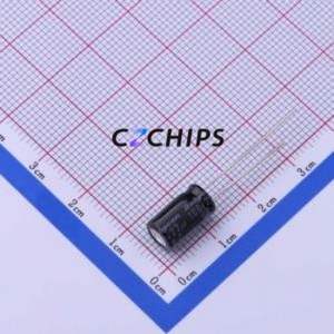 Condensateur électrolytique en aluminium à montage traversant 100YXJ22M6.3X11, D6.3xL11mm 22uF 20% 100V 267mA-100kHz - Product Image 1