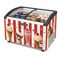 Congélateur à glace commercial 720L avec couvercle coulissant en verre, refroidissement direct, serrure de porte, congélateur horizontal pour restaurant