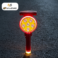 Balise solaire 2-en-1 pour cône de signalisation, avec batterie de secours, en ABS/PC, indice IP66, clignotante à LED pour la sécurité routière et les chantiers