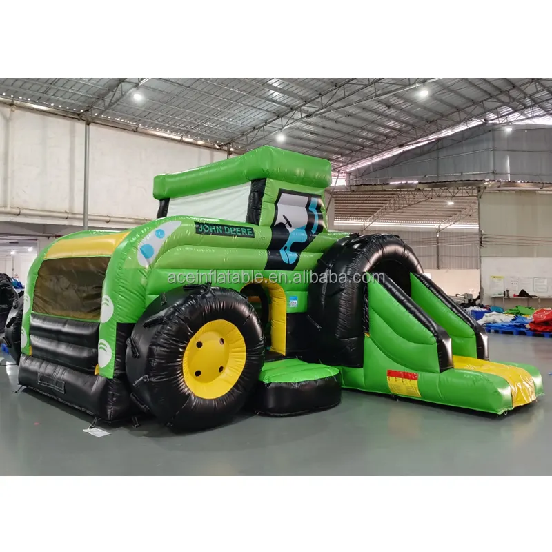 Commerciële Partij Verhuur Apparatuur Voor Kinderen Glijbaan Combo Opblaasbare Springkussen Kasteel Tractor Opblaasbare Uitsmijter Bounce Huis