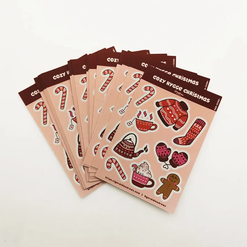 Custom Adhesive Vinyl Waterproof Sticker Sheet,A4 A5 A6 Glossy Kiss Cut Sticker Sheet Printing