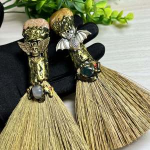 Tinh thể tự nhiên hình trái tim chổi Halloween phù thủy ma thuật chổi trang trí mảnh cho quà tặng và trang trí nhà - Product Image 6