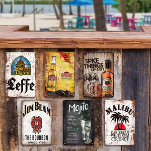 Ensemble de panneaux métalliques vintage pour marques d'alcool, décoration murale rétro pour bar et cave à homme (bière, rhum, whisky) - Product Image 3