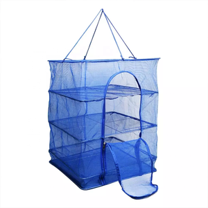 Jaula de secado al sol plegable HDPE Net 3 capas frutas y verduras prevenir mosquitos jaula 40*40*65CM PP bolsa tejida piscicultura azul - Product Image 1