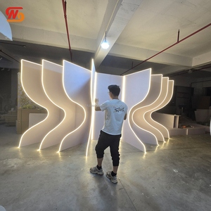 SMOOTHWedding Party Decoration <b>White</b> Curved Panels <b>Acrylic</b> PVC Wedding Panels Backdrop With LED light for Stage Wall Decoration - Product Image 3