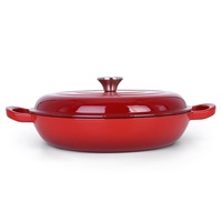 Marmite à soupe en fonte émaillée antiadhésive, compatible lave-vaisselle, avec couvercle en verre, compatible cuisinière à gaz, design contemporain, en aluminium