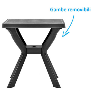 Square Garden <b>Table</b> 70x70x72 Cm Anthracite <b>Plastic</b> <b>Outdoor</b> Camping <b>Table</b> Space Saving Easy Use - Product Image 4