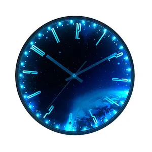 Relógio astronauta com controle de som, relógio de pulso de 12 polegadas, luminoso, noturno, brilho, relógio de parede com luz led, decoração de casa, dourado, digital, presente