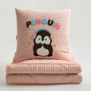 Couverture d'été 2-en-1 avec oreiller intégré, en <span class=keywords><strong>gaze</strong></span> tricotée <span class=keywords><strong>double</strong></span> couche et tissu rafraîchissant à billes 3D, pliable, pour cadeaux d'événements - Product Image 3