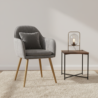 Chaise de salle à manger en tissu au design moderne, structure en métal, dossier en flanelle confortable, accoudoirs, couleur unie, style café, pour négociations, usage domestique