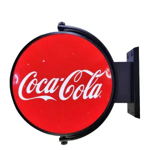 Side tường LED quảng cáo dấu hiệu vỉ sắt tròn không thấm nước tự động xoay hộp Đèn