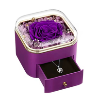Muttertagsgeschenk Weihnachten Chinesisches Neujahr Neujahrsgeschenk Quadratische Konservierte Ewige Rose Natürliche Dekorative Blume für Valentinstag