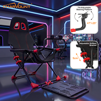Cockpit de simulation de course pliable avec support de volant, support de levier de vitesses, cadre en acier, siège en tissu pour jeux à domicile
