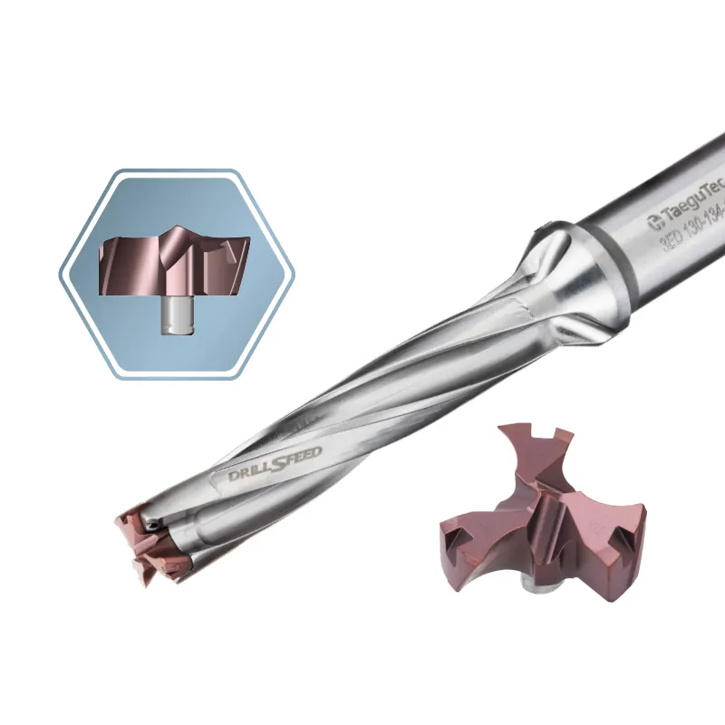 Taegutec buraco que faz novo 3 flauta tipo de cabeça plana para furo de fundo plana ferramentas de máquina cnc