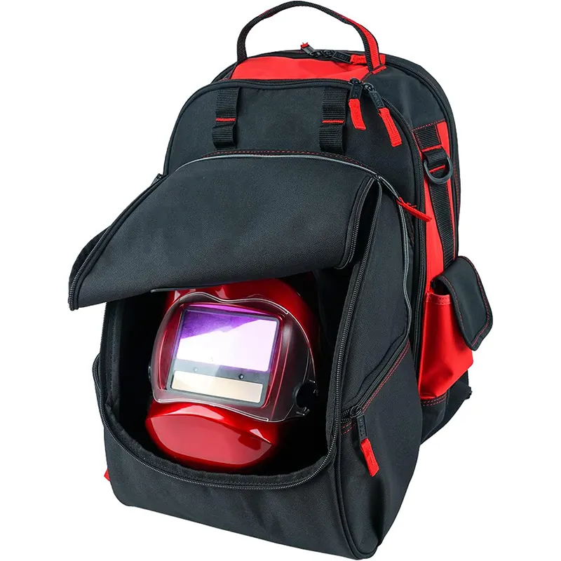 Tas helm pemegang bagasi kapasitas besar, ransel alat las dengan tas helm yang dapat dilepas
