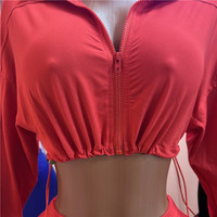 Set Wanita Sweatshirt Crop Beritsleting dan Celana Jogger Elegan 2026 Pakaian Olahraga Musim Gugur Set 2 Potong