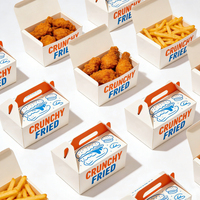 Caja de Papel para Alimentos de Grado Alimenticio, Caja de Cartón para Comida Rápida, Caja para Pollo Frito, Hamburguesas y Ensaladas, MOQ Bajo
