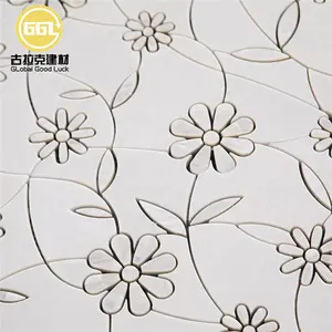 Thassos White Marble and Shell Daisy Field Flower Waterjet Mosaic Tile Polished Kitchen Bath Wall Floor Backsplash Shower