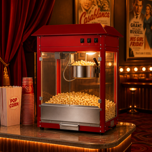 Theater Style Professional <b>Popcorn</b> Machine Electric 1600W <b>Popcorn</b> Maker with Warming Deck and Tempered Glass for Fast Food Shop - Product Image 1