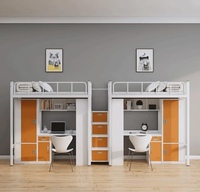Lit superposé étudiant moderne et durable avec cadre en acier, intégré à un bureau et une armoire, idéal pour les dortoirs universitaires (vente en gros)