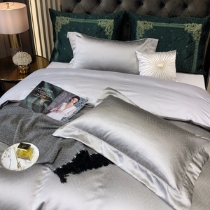 Luxueux pur coton élégant soyeux luxe Satin argent <span class=keywords><strong>Double</strong></span> drap <span class=keywords><strong>de</strong></span> lit simple <span class=keywords><strong>ensemble</strong></span> <span class=keywords><strong>de</strong></span> literie - Product Image 4