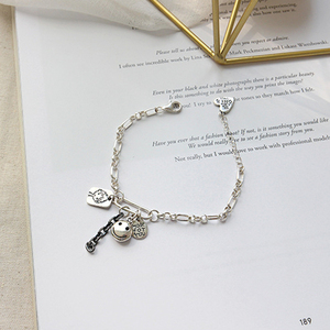 Bracelet en argent sterling 925, bijoux vintage, visage souriant, mon seul et unique, fait pour vous - Product Image 4
