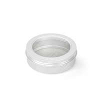 Boîtes rondes en aluminium de 100 ml en vrac avec couvercle à vis et fenêtre transparente pour emballage cosmétique - Couleurs personnalisables, matériaux recyclables