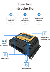 GT tự động PWM năng lượng mặt trời <span class=keywords><strong>CHARGE</strong></span> <span class=keywords><strong>CONTROLLER</strong></span> 20A 12/24V với LCD hiển thị 150V PV Điện áp 80A Đánh giá hiện tại - Product Image 4