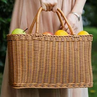 Panier à provisions pour maison panier tissé décoratif panier à fleurs imitant le sac de pique-nique en rotin