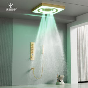 All-Copper Thermostatic LED Display Valve Body Home Use Booster Gold-Brushed Shower Head Set Intelligent Shower Room Accessories - Product Image 1