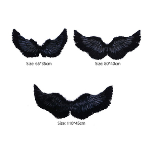 Ailes de Diable pour Halloween, Costume de Scène, Ailes d'Ange Noires en Plumes avec Sangles Élastiques – Grande Vente - Product Image 2