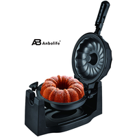 Anbolife NOUVEAU Gaufrier Électrique Rotatif 1200W de Haute Qualité pour Usage Domestique et Machine à Gâteaux Grands Format avec Fonction Grill